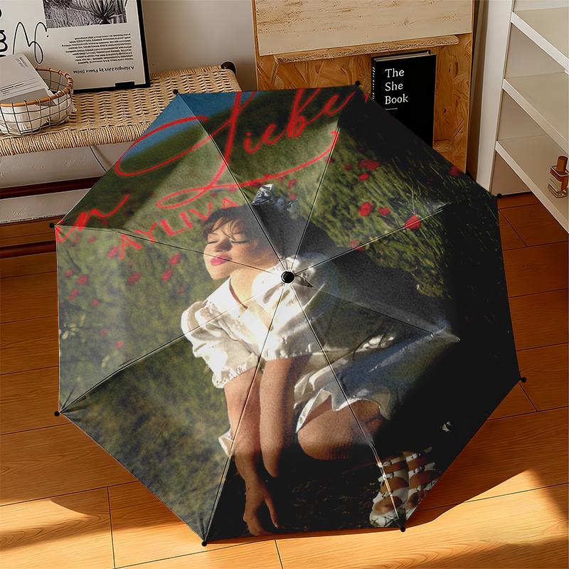 1pc Ayliva Tour Poster Umbrella Portable Folding Umbrella Iron Frame Hole Bone Structure Outdoor Home Umbrella