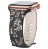 Совместимый ремешок для Apple Watch (Серия 1-10) с разноцветной пряжкой-бабочкой - Двухцветный силиконовый дизайн с цветочными и конными узорами