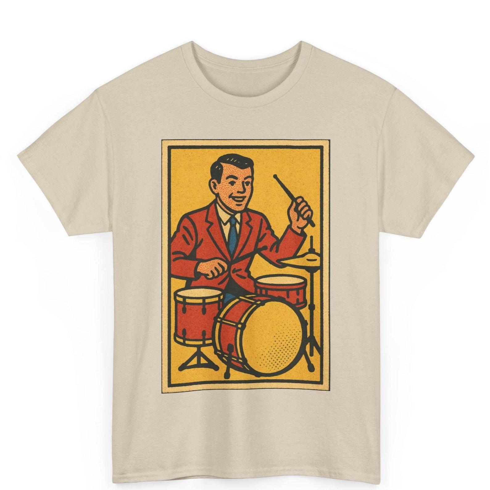 Drummer T-Shirt: Retro Comic Graphic Tee, Musician Gift 2XL