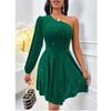 Spring/Summer New Arrival Fashion One-Shoulder Cold-Shoulder Silm Waist-Controlled Slimming Long Sleeve Dress Dinner Dress Women's Dress