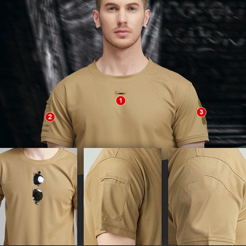 Kortärmad Rundhalsad Taktisk T-shirt Herr Utomhus Halvärmad Skjorta Arméfläktar Sommar Revers Kortärmad Snabbtorkande Andningsbar