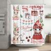 Watercolor Christmas Shower Curtain Set Rabbit Cat Winter Festive Decor for Bathroom Merry Xmas Home Decor Red White Heart Gift