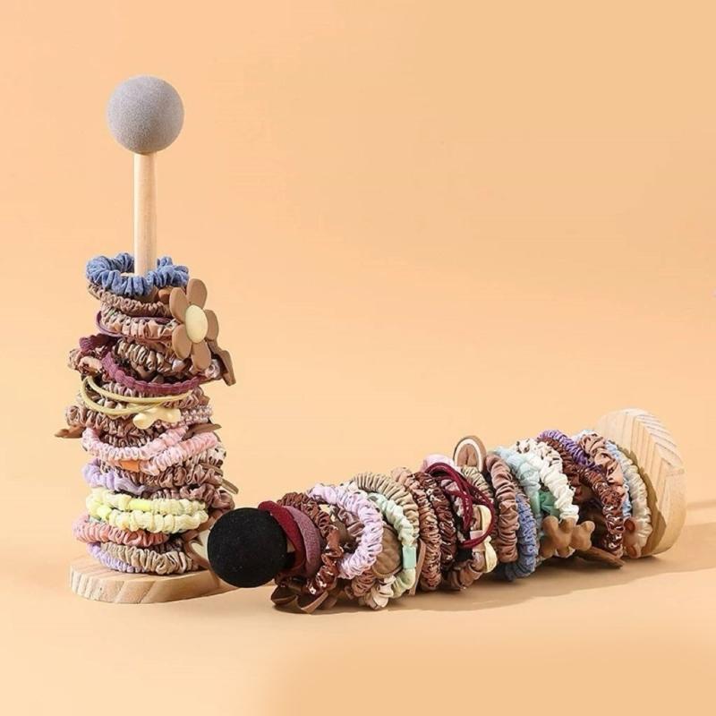Unique Kids Hair Accessories Storage Stand Wood Display Holder Wood Texture Suitable for Hair Ties Elastics and Jewelry