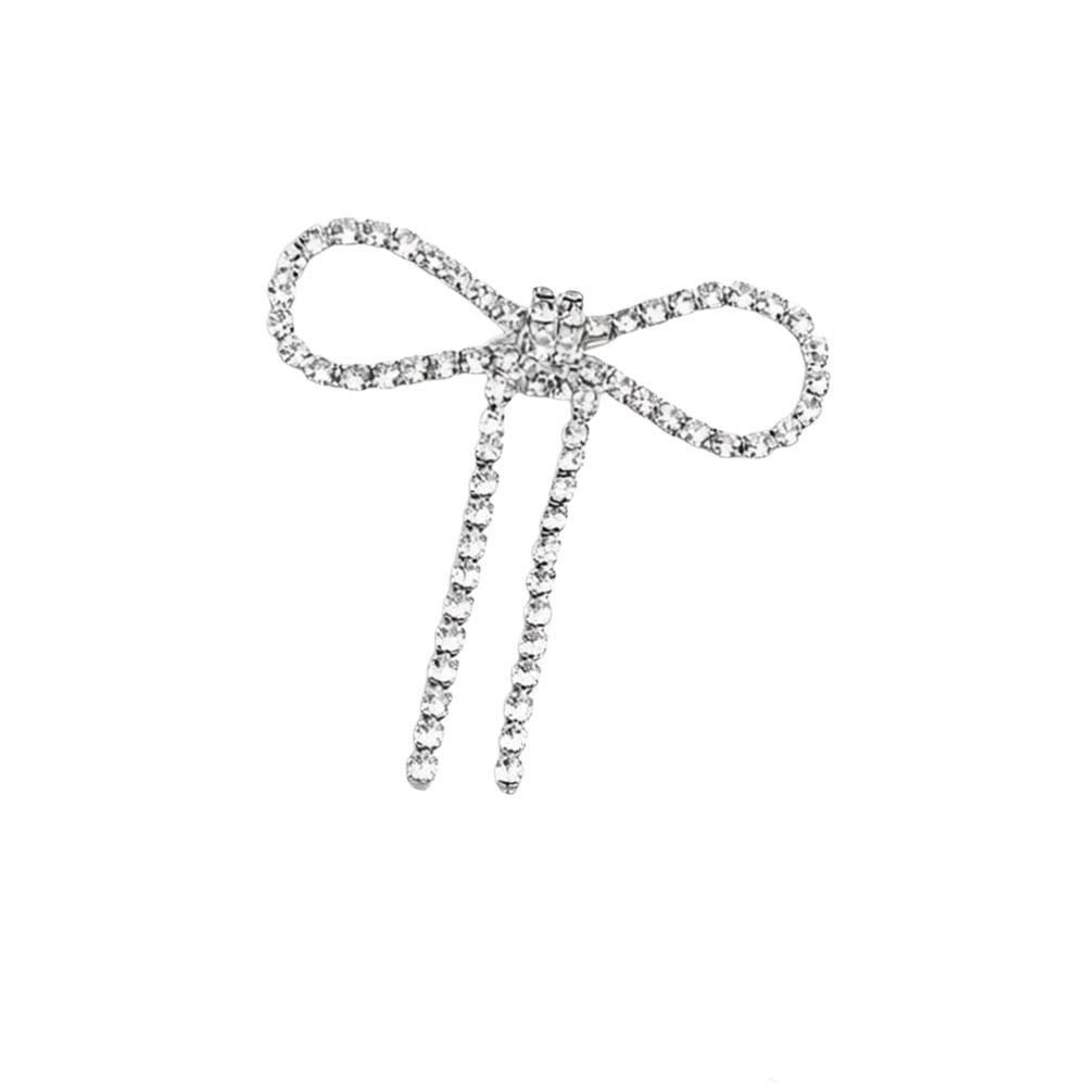 Fashion Elegant Bowknot Brooches Rhinestone Sparkling Brooches Pin Fastener Jewelry Cardigan Clip Waist Accessorizing