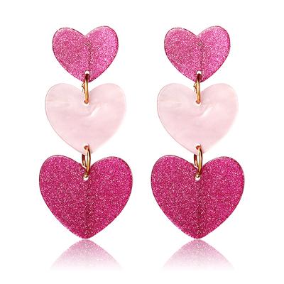 Long Big Pink Heart Pendant Drop Dangle Woman Earrings  Long Earings For Women Acrylic Korean Jewelry
