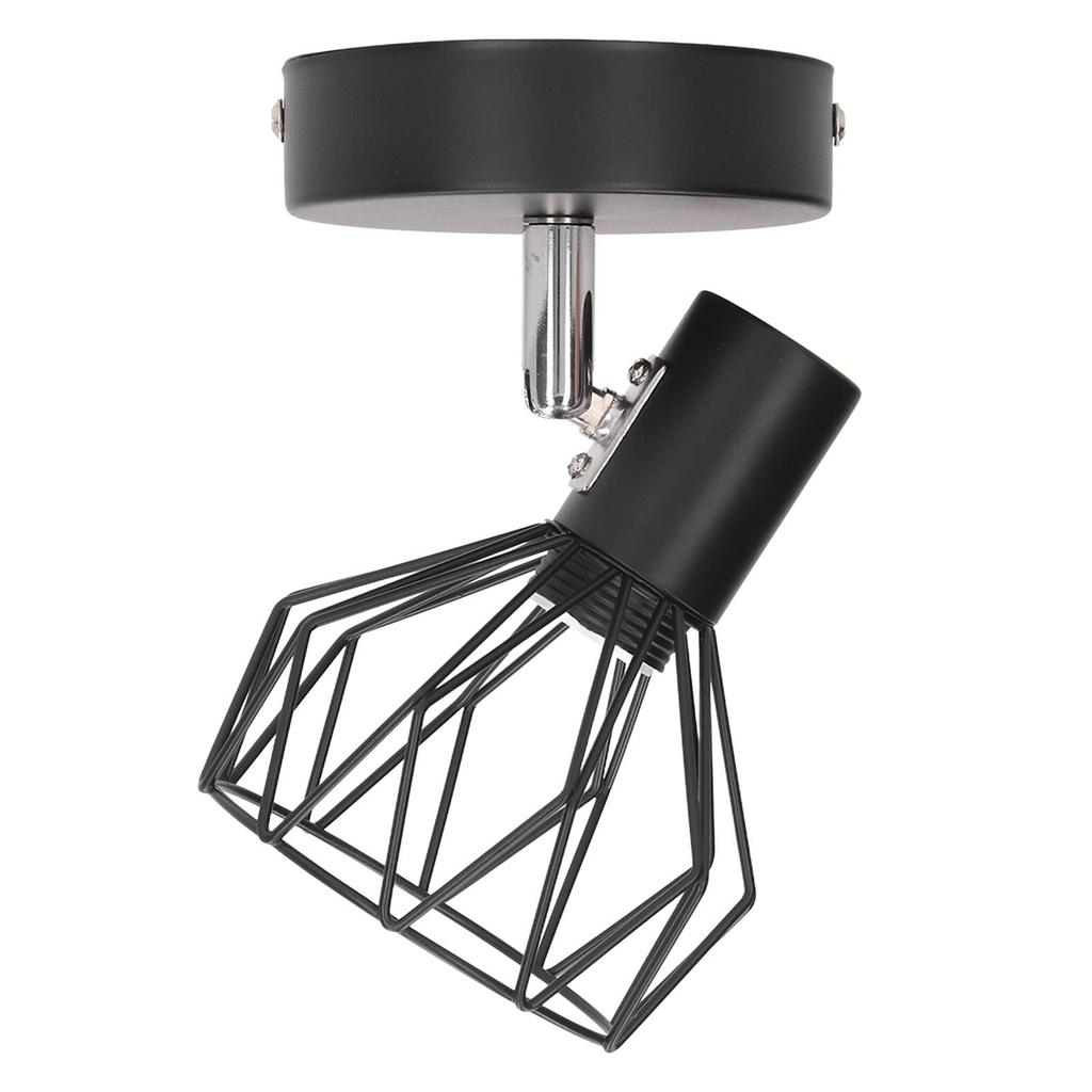 Wall Lamp Holder with Metal Cage E14 Industrial Style Metal Vintage Wall Sconce Holder Matte Black