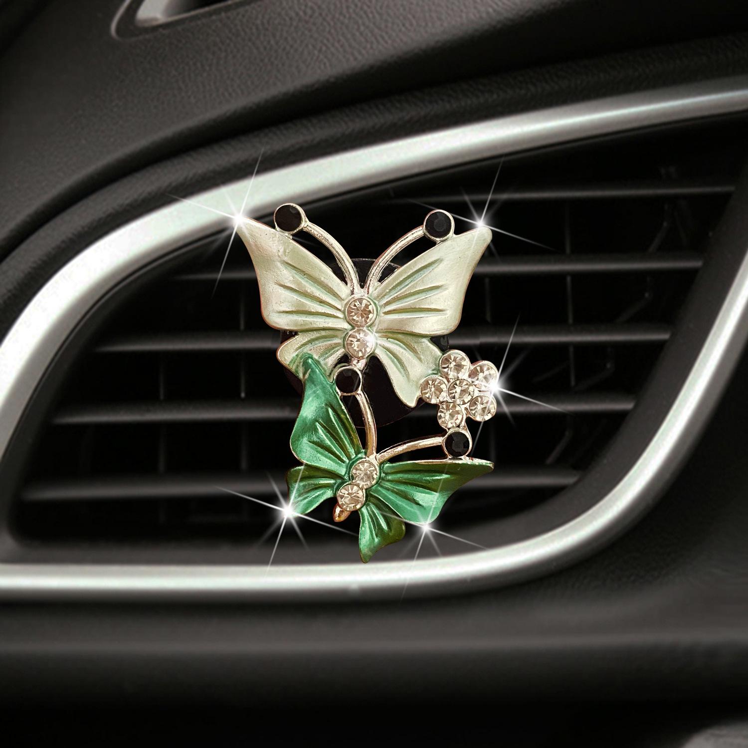

Air Freshener Butterfly Car-styling Car Perfume Natural Smell Air Conditioner Butterfly Diamond Aromatherapy Decoration Clip зелений