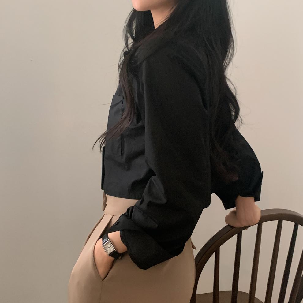 Ladies' Shirt Comfortable and Versatile Early Fall Short Section Inside The White Shirt Female Long-sleeved Shirt Temperament Elegant Fashion Top