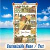 Decorative Artwork Theme Beach Towel Personalized Custom Name & Text Soft Quick Dry Beach Towel for Swimming Travel