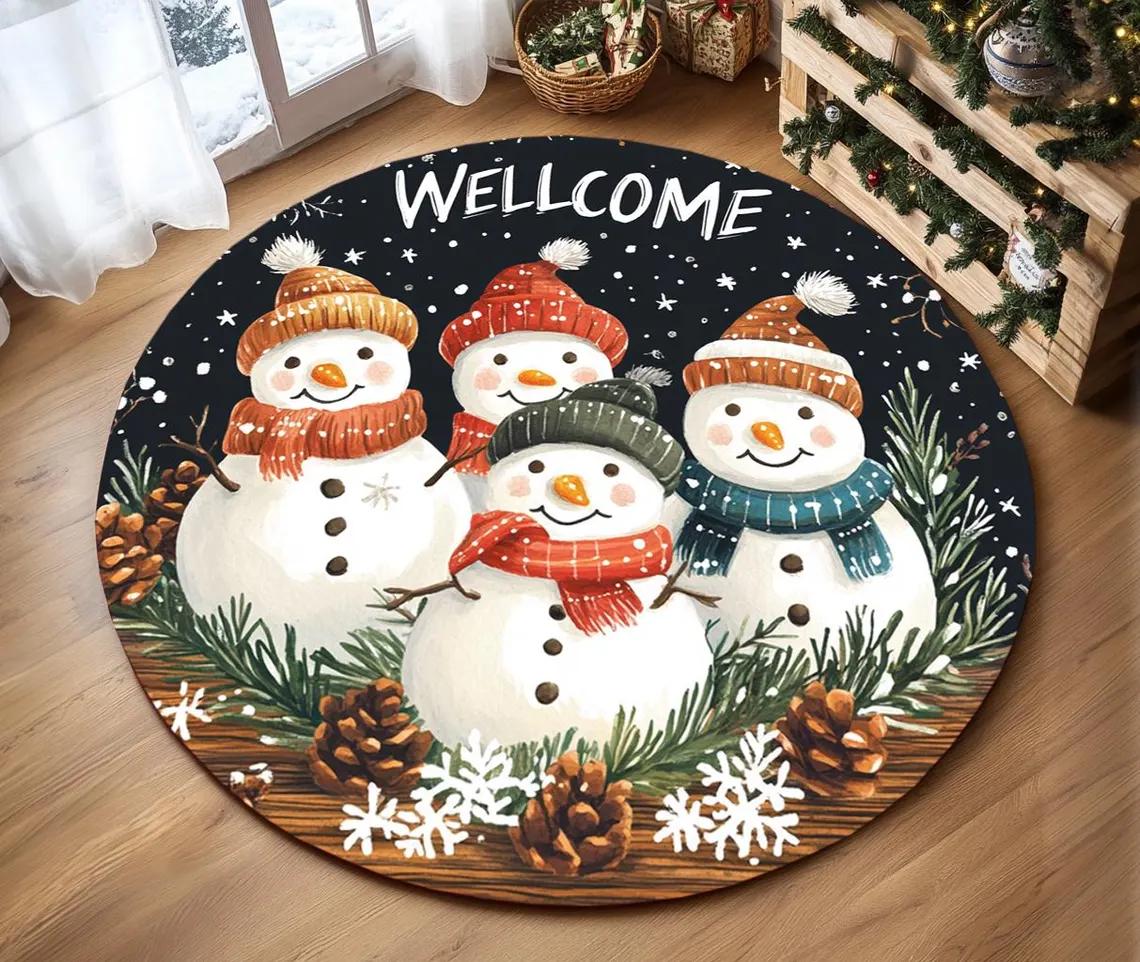 

Snowman Round Rug, Snowman Pattern Round Rug, Christmas Round Rug, Christmas Area, Christmas Decoration Rug Diameter 60cm