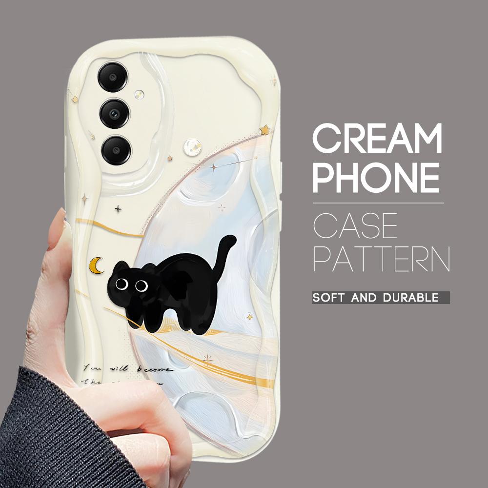 Cute Cartoon Pattern Cream Texture Casing Wavy Edge Soft Silicone Cover Phone Case for Samsung
