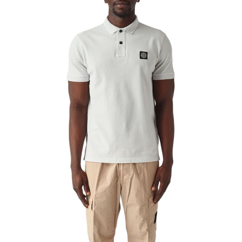 Stone Island Logo Short Sleeve Button Solid Polo Shirt Men polo shirts L1S152200008S0017-V0041