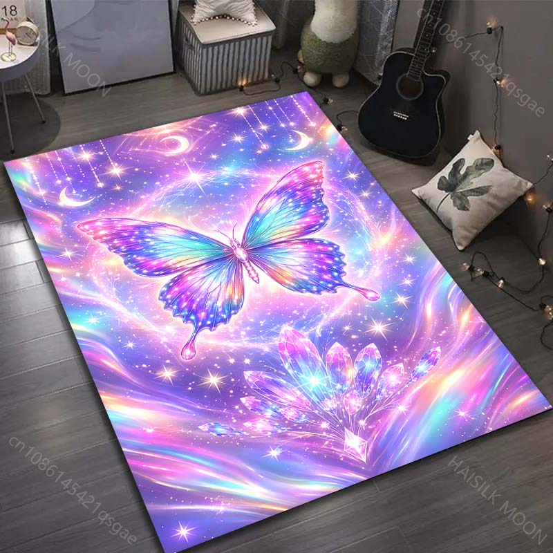 

Multiple sizes Colorful dreamlike butterfly and moons Carpet for Living Room Bedroom Sofa Home Decor Rus Non-slip Floor Mat 40cm x 60cm