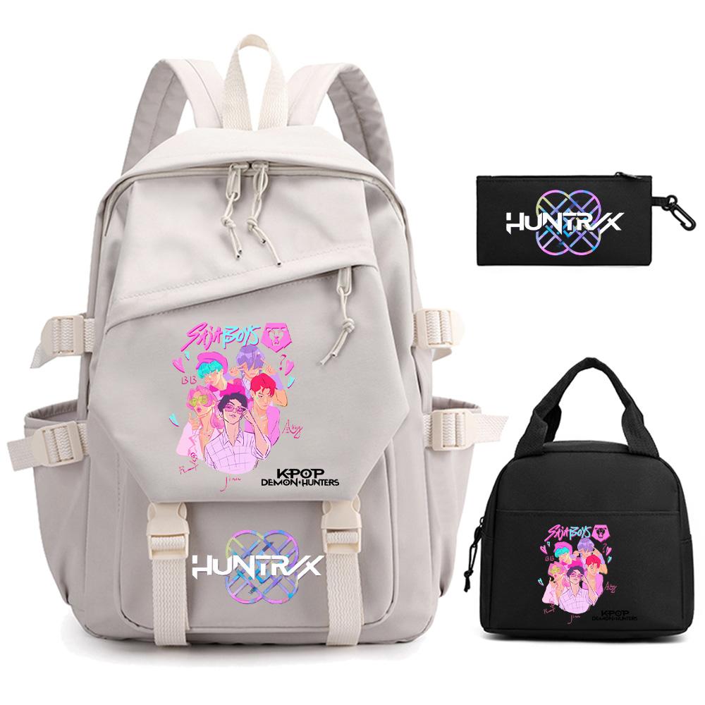 3Pcs/set K-pop Demon Hunters Printed Backpack for Teenger Boy Girl Large Capacity Schoolbag Children Student Bookbag Women Waterproof Travel Bag
