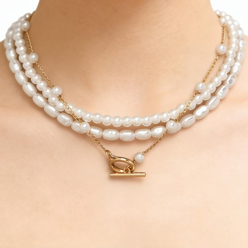 Temperament Baroque special-shaped pearl necklace creative irregular chain collarbone necklace set