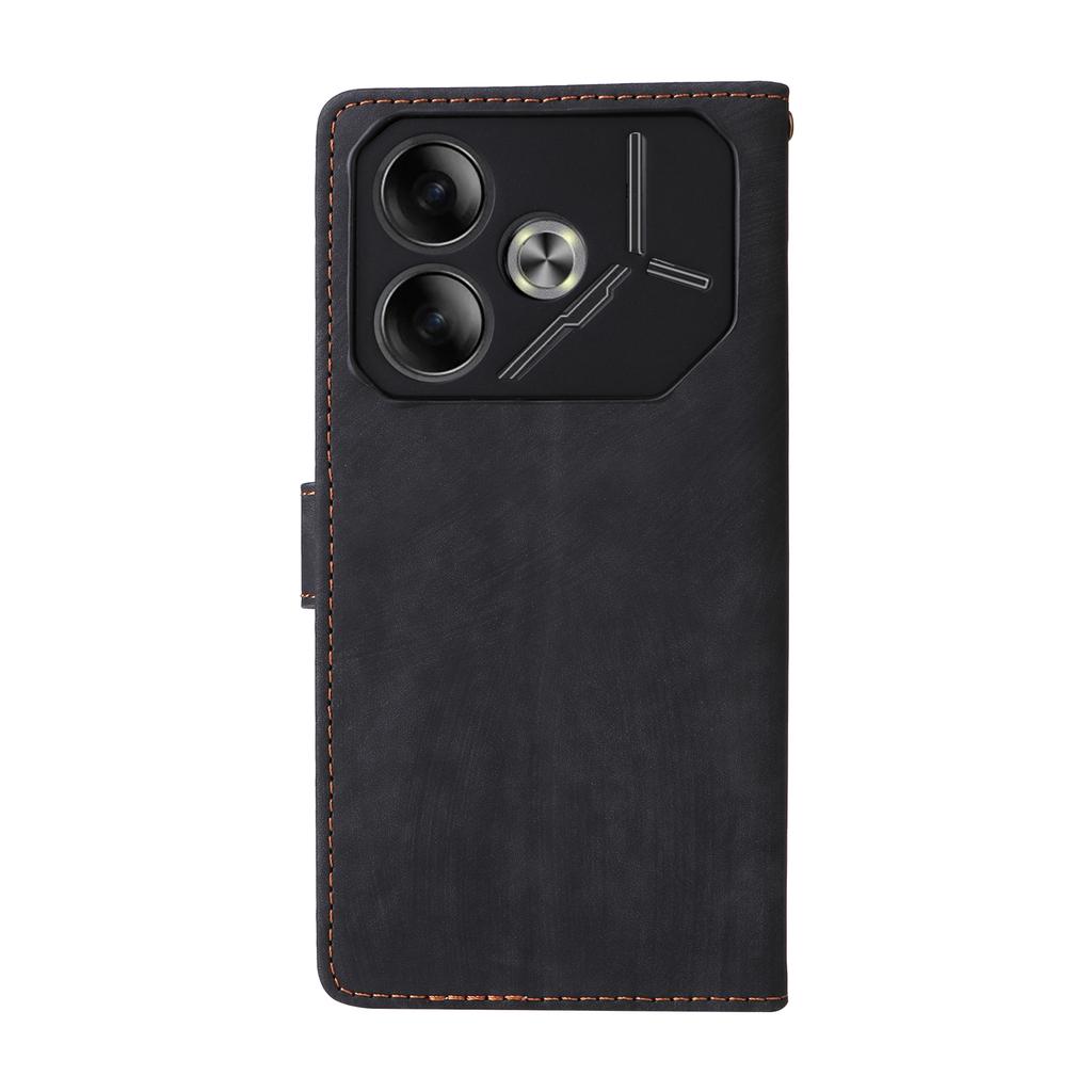 For TECNO Pova 6 4G Case with Wrist Strap RFID Blocking Stand Phone Cover