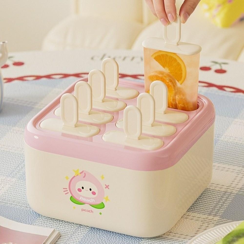 Ice Storage Boxes 8 Grids Ice Cream Mold Cartoon Plastic Ice Pop Maker Non-Stick Frozen Ice Box Ice Cream Box Summer
