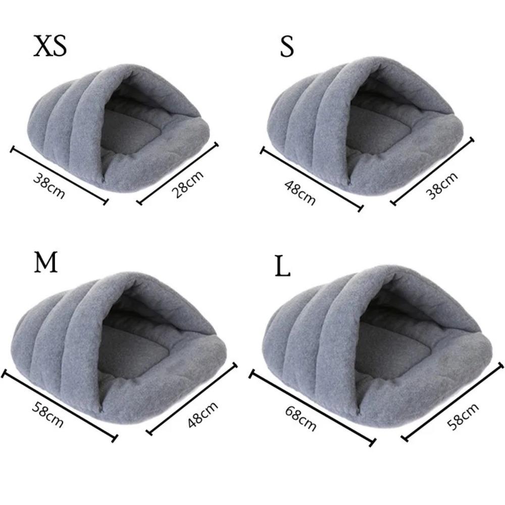 WOYYHO Hundehütten für Haustiere, Winterwarme Fleece-Schlafsäcke für Katzen, Welpenbetten und kleine Hundebetten mit Kissen