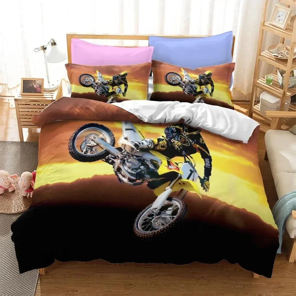 off-road Motorcycle Duvet Cover Bedding Set Comforter Linen Pillowcases Quilt Cover Home Decor Single Double Twin For King Queen