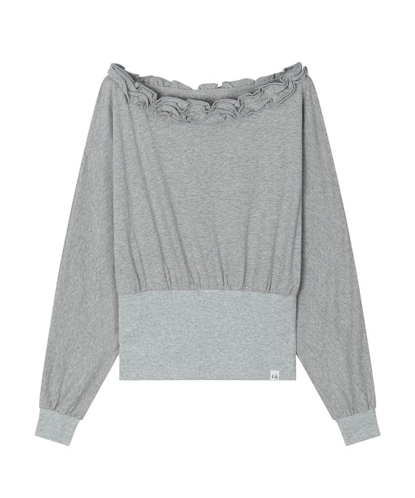 UGLYSHADOW Off-Shoulder Ruffle Top (Gray)