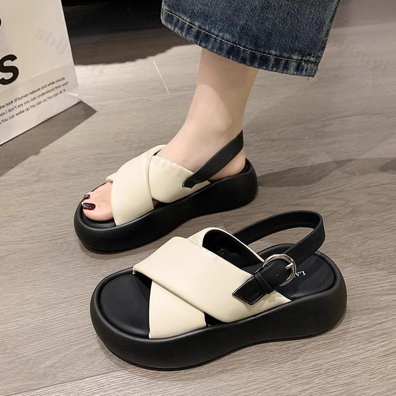 Women's Sandals Summer 2026 New Gladiator Fashion Outdoor Soft Comfortable Beach Shoes Thick Heel Platform Casual Roman Sandals