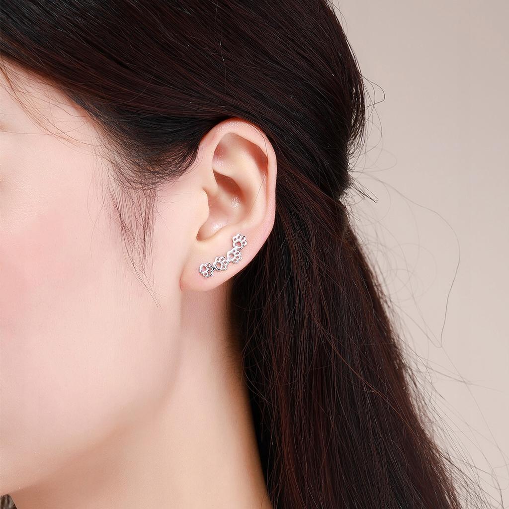 Delicate S925 Earrings With Dog And Cat Paw Prints, Animal