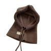 Soft Warm Balaclava Cap Crochet Hooded Scarf Hat for Skiing Hiking Universal Lady Windproof Shawl Hat with Neck Covers