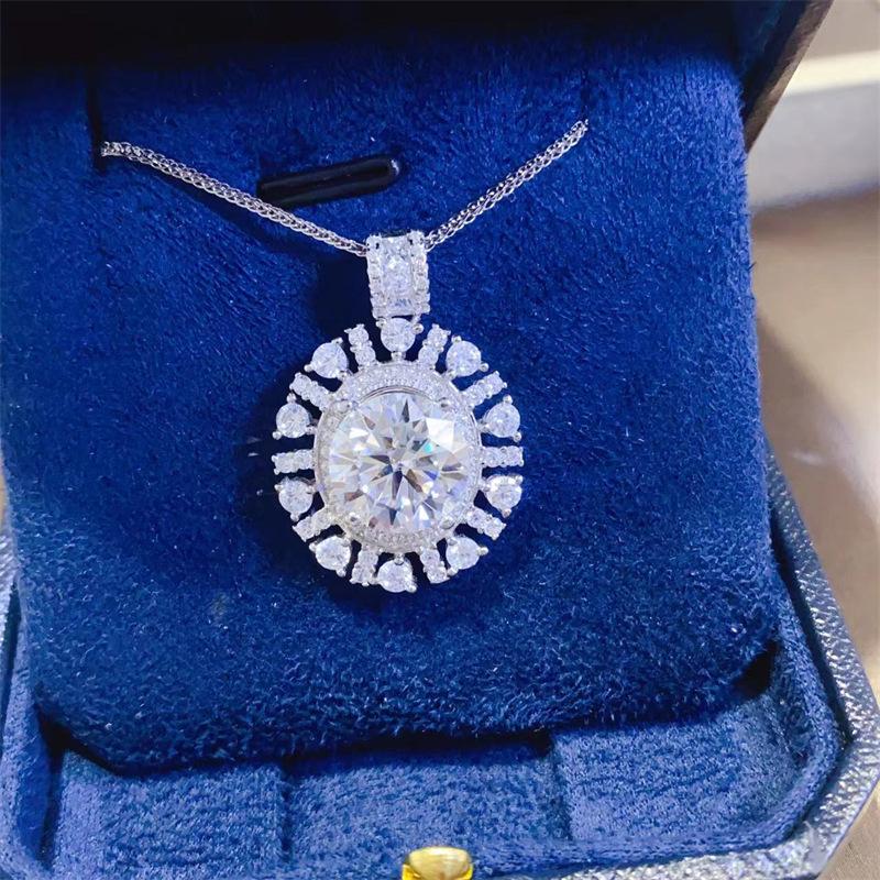 5 Carat D Color Moissanite Necklace: Large European-American Style Pendant Gift