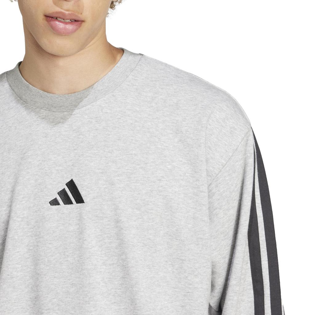 Adidas Essentials French Terry Sweatshirt KTE98 Medium Gray Size Small 3-Stripes Men's Heather/Black (JE6374)