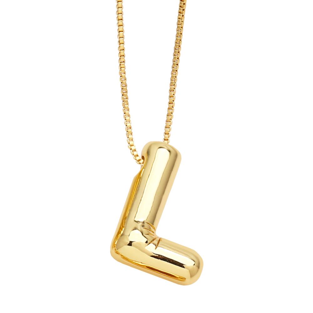 18K Gold-Plated Smooth Letter Pendant Necklace - Unique & Versatile Design
