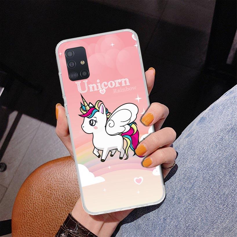 Pink Unicorn Rainbow Phone Case For Samsung Galaxy A52 A32 A22 A12 A51 A31 A50S A30S A20S A10S Note 20 Ultra 10 Plus S10 A72 A71