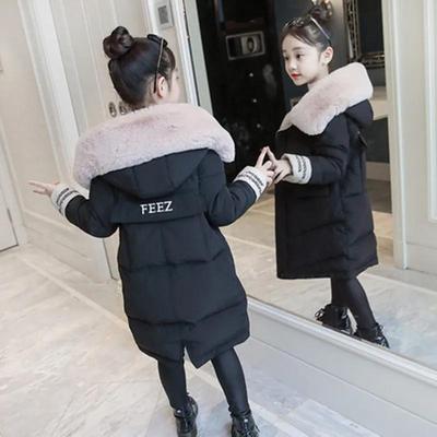 Girls Clothing Winter Warm Down Cotton Jackets Children Parka Faux Fur Collar Coat Girl Thicken Overalls Hooded Kids Clothes