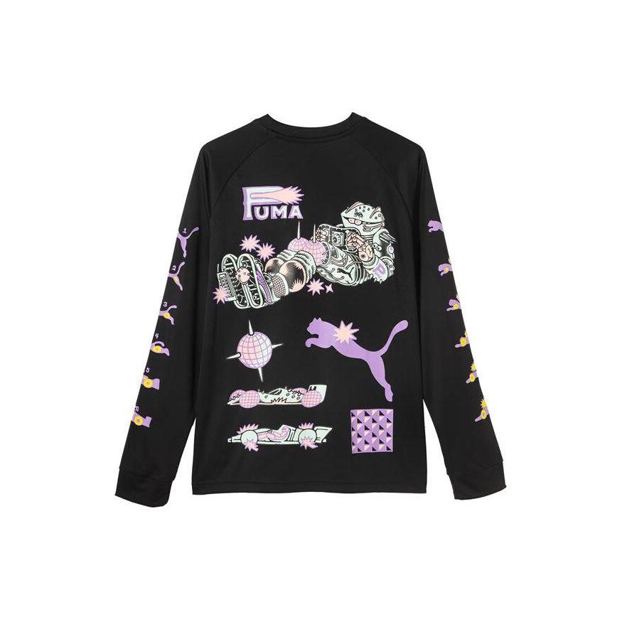 Puma Graphic Tees Racing Print Crew Neck Long Sleeve T-Shirt Unisex Tops Black 631504-01