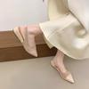 2025 Early Spring New Apricot Versatile Pointed Single Shoes Trendy Spring and Summer French Bag Head Sandals Women's Rear Air Temperament Splicing