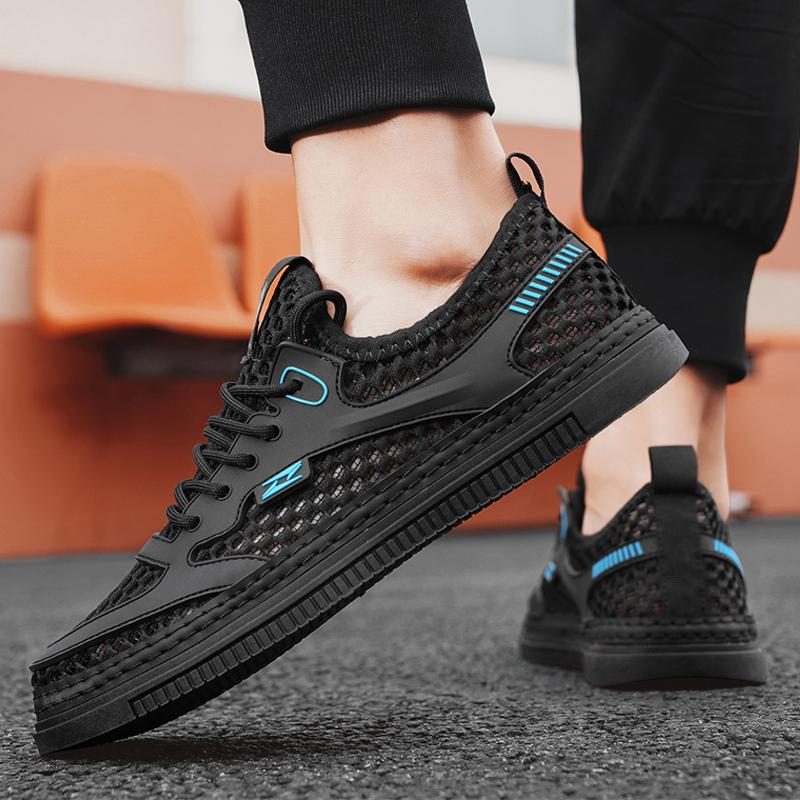 Men's Shoes Summer Mesh Breathable Sports Casual Mesh Shoes Men's Board Shoes Non-slip Lightweight Thin Hollow Mesh Trendy Shoes