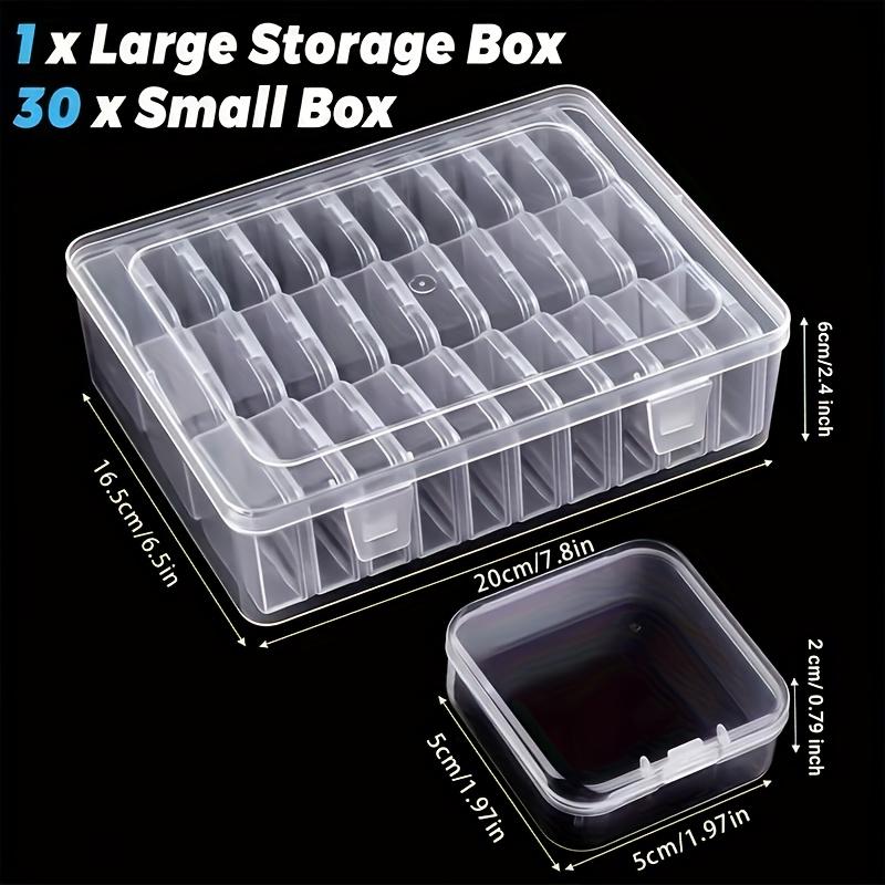 5sets (30 Small Inner Boxes +1 Large Outer Box=1 set) Bead Storage Nano Bead Accessory Storage Box Diamond Bead Transparent