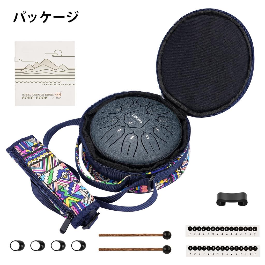 Tongue Drum Slit Drum 11 Notes 6 Inch with Storage Bag Musical Instrument Percussion Instrument Yoga Meditation Zen Prayer Sheet Music Included (Blue)
