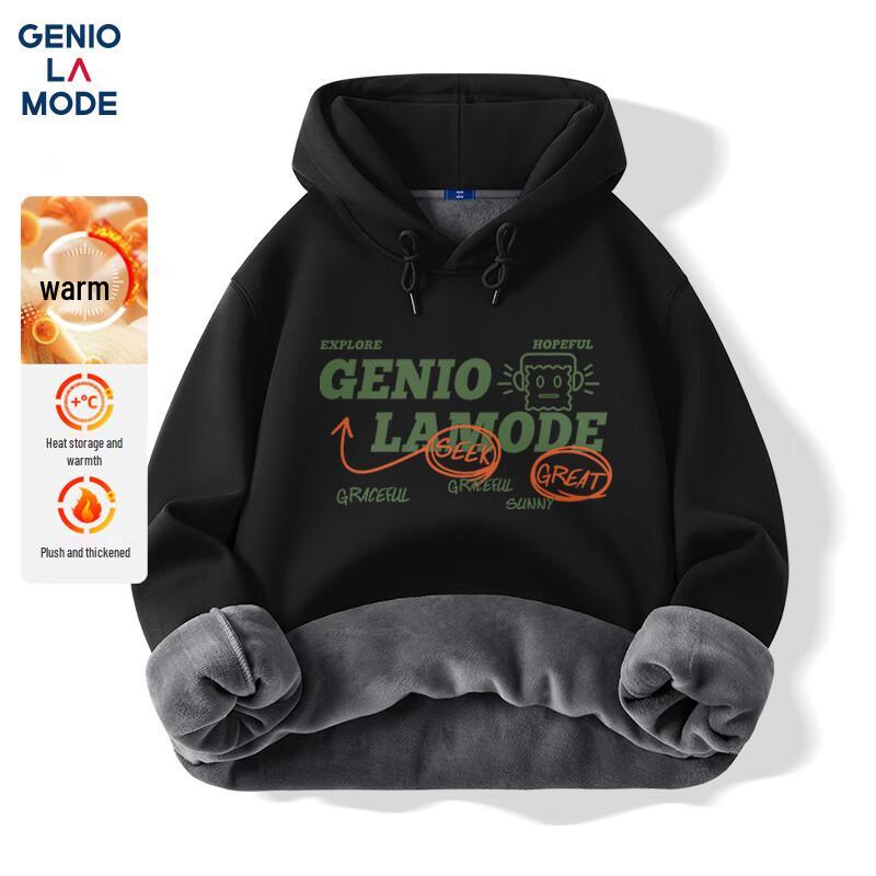 GENIOLAMODE Męska zimowa bluza z kapturem i podszewką z polaru