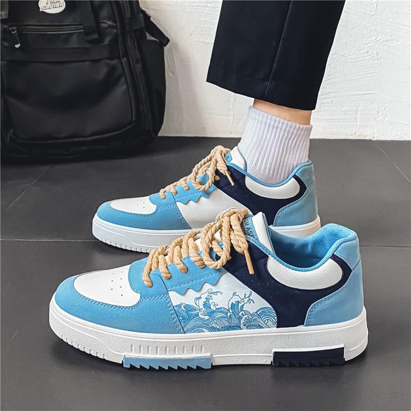 Herren Board Schuhe Plateau Schnürer Meerwellenmuster Atmungsaktive Casuals Mode City Walk Sneakers für junge Frauen Zapatos Casuales