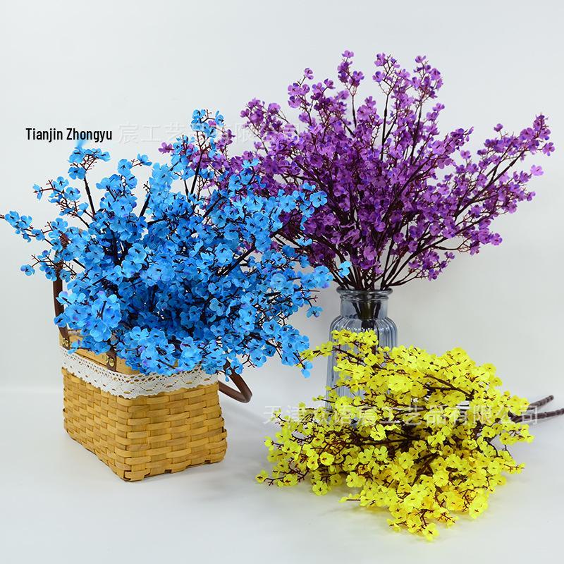 Large Silk Gypsophila Bouquet for Wedding Décor - 5-Prong Branches with Small Flowers