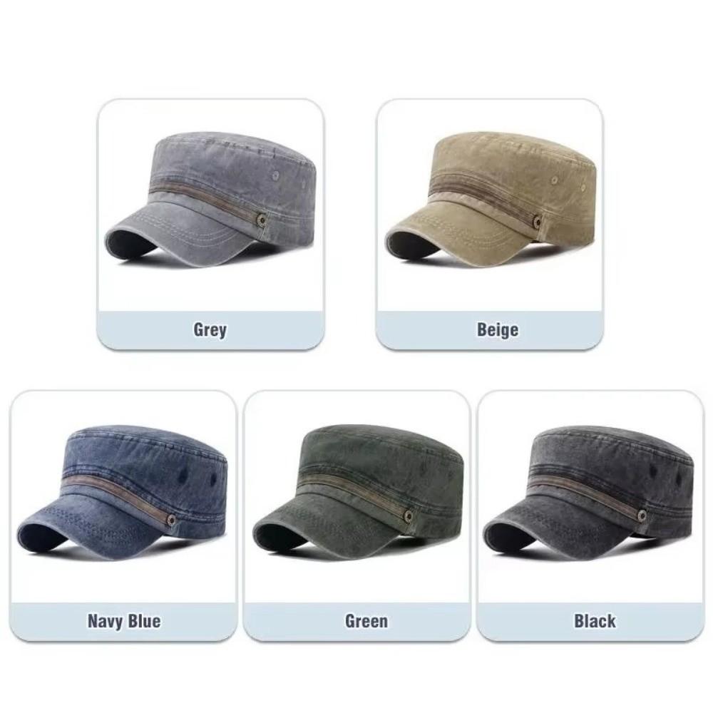 Adjustable Big Head Flat Hat Washed Cotton Middle-aged Dad Hat Retro Sun Hat Men Women