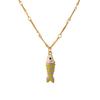 Bohemian Layered Fish Pendant Necklace Colorful Enamel Cute Trendy Adjustable for Teen Girls School Daily Wear