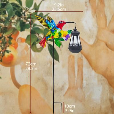 New Solar Hummingbird Lantern Wrought Iron Insert Bird Gardening Ornaments, Outdoor Garden Decorations, Handicrafts Lawn Lights