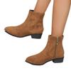 Autumn New Large Size Women's Boots Round Head Suede Side Zipper Thick Heel Martin Boots