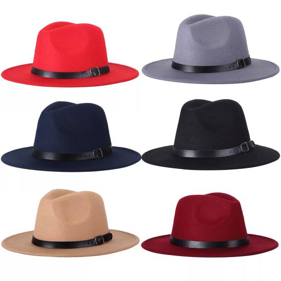 Fedora Hat Solid Color Adjustable British Style Jazz Cap Costume Accessory Streetwear