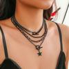 Gothic Pendant Necklace Set Multilayer 4 Layer Necklaces Fashion Dark Hot Cool Neckchain Set  Women