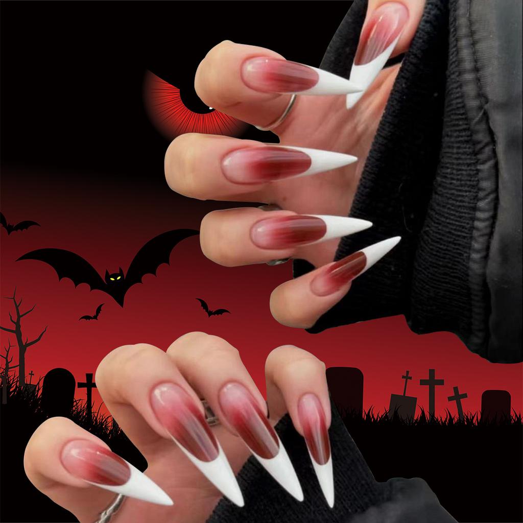 2025 New Halloween Wear Nail 3D Three-dimensional Nail Art False Nails European and American Spider Bat Nail Pieces