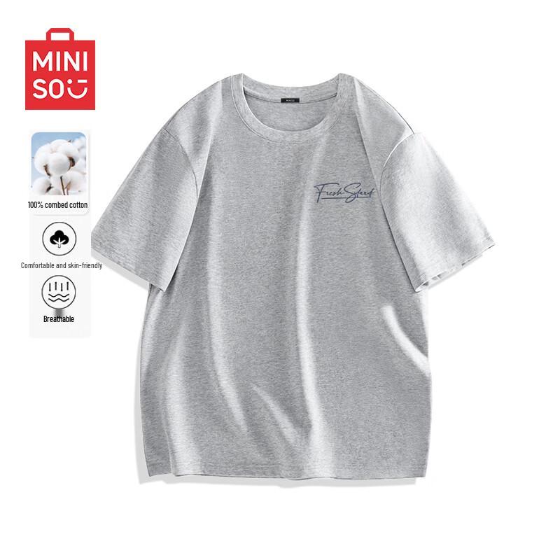 MINISO Men s Summer Pure Cotton Round Neck T-Shirt M