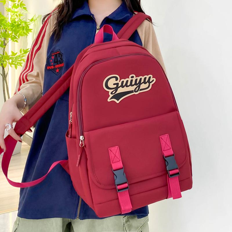 Four-Piece Backpack Set Letter Backpack Senior High School Student Schoolbag Unisex Large Capacity Lightweight Backpack