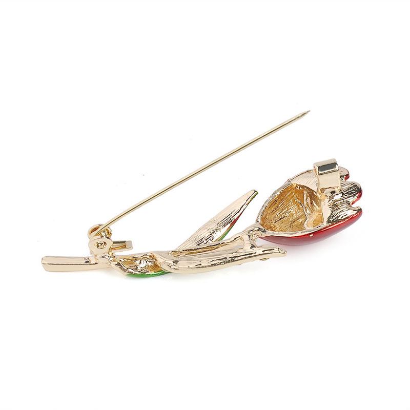 Popular Enamel Tulip Flower Rhinestone Brooch – High-Grade Lapel Pin and Clothing Accessory